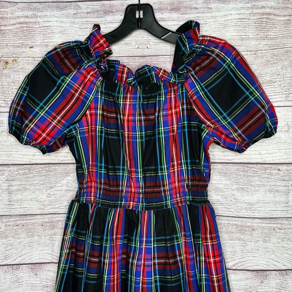 J. Crew Girls Crew Cuts Stewart Tartan Holiday Puff Sleeve Dress Size 10 New